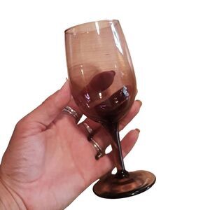 Vintage set of 2 Wine Glasses Gonlet smoked Glass Rose 80s